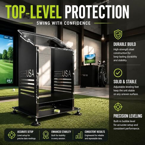 Metal Protective Golf Simulator Case for The R50, Built-in Level & Adjustable Height, Protects Against Collisions and Ventilation Design.Suitable for Golfers Indoor/Outdoor Use in Saudi Arabia