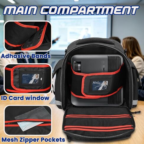 Projector Carrying Case with Screen and 13-Inch Laptop Section | Padded Travel Bag with Multiple Pockets, MOLLE Webbing, Reflective Strips, Luggage Strap and Shoulder Strap for Business in Saudi Arabia