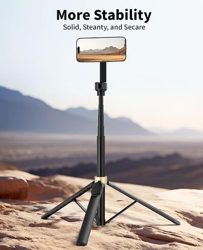 Magnetic Tripod for iPhone, Selfie Stick Tripod Mount Ring for Magsafe, 360° Rotatable Portable Travel Tripod Cell Phone Stand with Metal Ring & Remote, Compatible with iPhone Android, 65" in Saudi Arabia