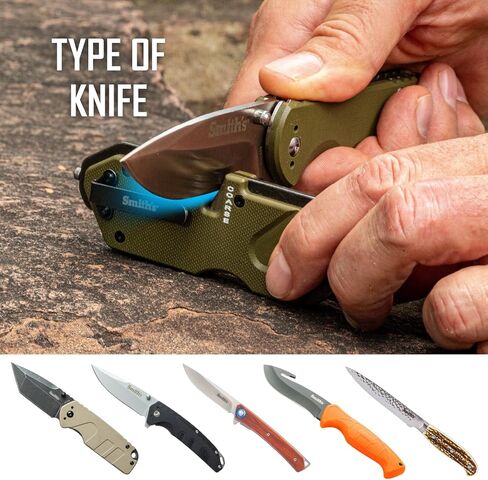 Smith’s 50981 Pocket Pal Tactical Knife Sharpener - OD Green - 2 Stage Sharpener & Diamond Sharpening Rod - Pocket Clip - Outdoor Hunting Knife & Hook Sharpener - Compact & Lightweight in Saudi Arabia