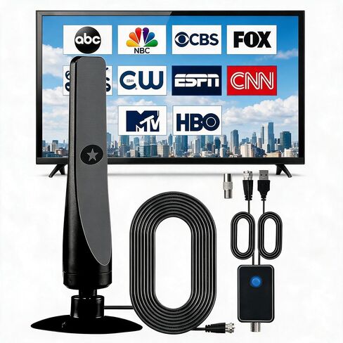 2026 Digital TV Antenna for Smart TV Indoor with Amplifier Signal Booster | TV Antennas for Local Channels, Long Range Reception, Support 4K 1080P, Easy Installation, HD Coaxial Cable in Saudi Arabia