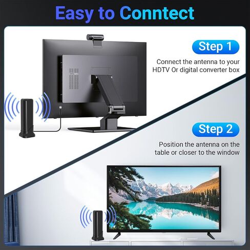 2026 TV Antenna for Smart TV Indoor, Digital HD Antenna for Local Channels | 360° Signal Reception HD Antenna for TV Without Cable, Supports 4K 1080P For All TVs, Magnetic Base & 10FT Cable in Saudi Arabia