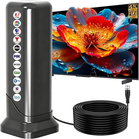 2026 TV Antenna for Smart TV Indoor, Digital HD Antenna for Local Channels | 360° Signal Reception HD Antenna for TV Without Cable, Supports 4K 1080P For All TVs, Magnetic Base & 10FT Cable in Saudi Arabia