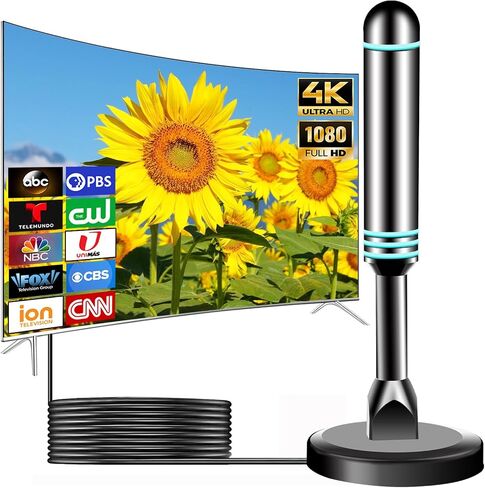 TV Antenna for Smart TV Indoor,Digital HD Antenna with Strong Magnetic Base | Indoor Antenna for Easy Installation, TV Antenna for Local Channels Long Range Reception for 4K 1080P (Blue) in Kuwait