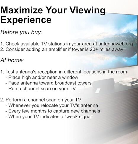 GE Hover Amplified HD Digital TV Antenna, Easy Mount on Top Design in Saudi Arabia