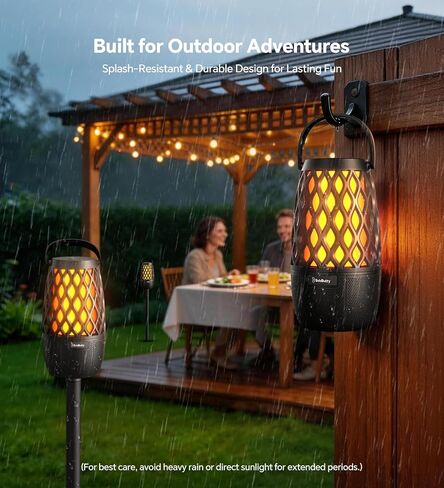 Outdoor Speakers with Ligths Gifts for Men Multi-Sync up to 100 Speakers | IPX5 Waterproof, HD Stereo Sound, Auto-Pairing, House Warming Gifts, Lanterns for Camp|Patio|Pool|Yard, Cool Stuff in Kuwait