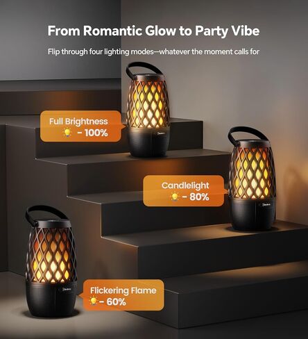 Outdoor Speakers with Ligths Gifts for Men Multi-Sync up to 100 Speakers | IPX5 Waterproof, HD Stereo Sound, Auto-Pairing, House Warming Gifts, Lanterns for Camp|Patio|Pool|Yard, Cool Stuff in Kuwait