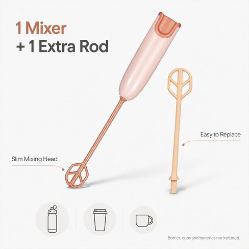 Portable Baby Bottle Mixer with 1 Stirring Rods, Battery Powered Milk Powder Stirrer for Feeding Bottle Prep, Compact Handheld Drink Blender for Coffee, Matcha, Protein Powder, Light Brown in Saudi Arabia
