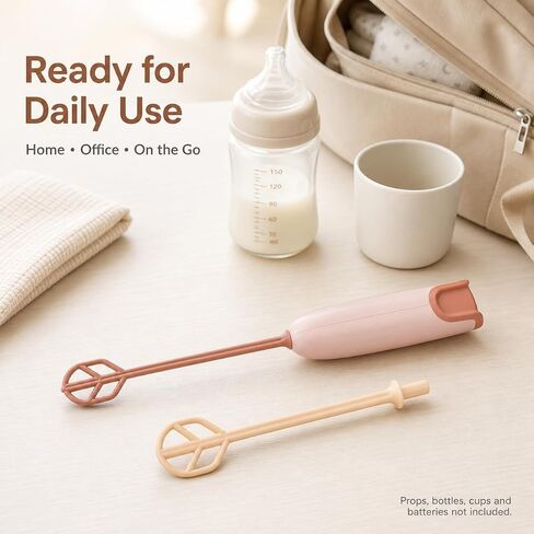 Portable Baby Bottle Mixer with 1 Stirring Rods, Battery Powered Milk Powder Stirrer for Feeding Bottle Prep, Compact Handheld Drink Blender for Coffee, Matcha, Protein Powder, Light Brown in Saudi Arabia