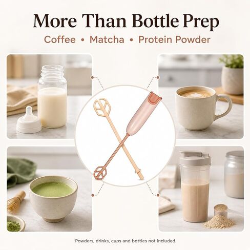 Portable Baby Bottle Mixer with 1 Stirring Rods, Battery Powered Milk Powder Stirrer for Feeding Bottle Prep, Compact Handheld Drink Blender for Coffee, Matcha, Protein Powder, Light Brown in Saudi Arabia