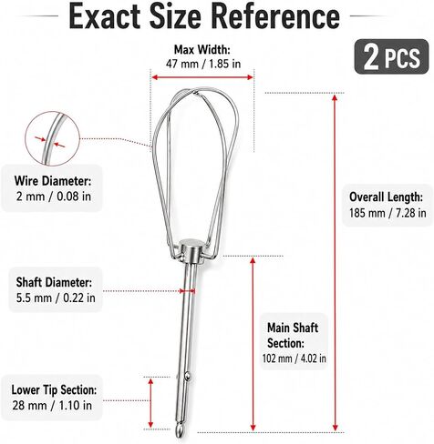 2 Pcs Hand Mixer Attachments Compatible With BLACK and DECKER | Hand Mixer Beaters Replacement,Universal Stainless Steel Mixer Blender For Baking Cooking And Kitchen Whisk Accessories Needs in Saudi Arabia