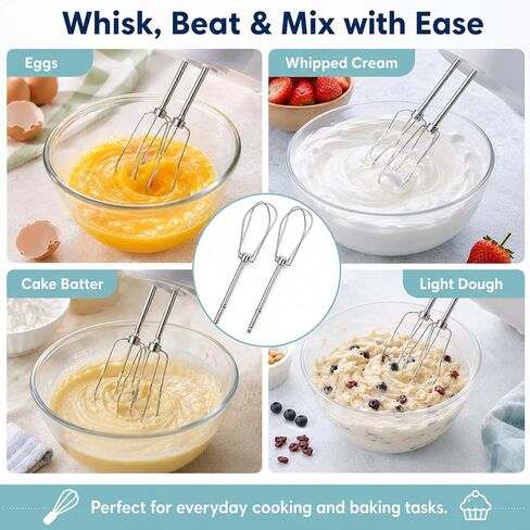 2 Pcs Hand Mixer Attachments Compatible With BLACK and DECKER | Hand Mixer Beaters Replacement,Universal Stainless Steel Mixer Blender For Baking Cooking And Kitchen Whisk Accessories Needs in Saudi Arabia