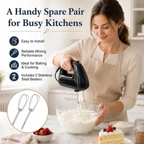 2 Pcs Hand Mixer Attachments Compatible With BLACK and DECKER | Hand Mixer Beaters Replacement,Universal Stainless Steel Mixer Blender For Baking Cooking And Kitchen Whisk Accessories Needs in Saudi Arabia