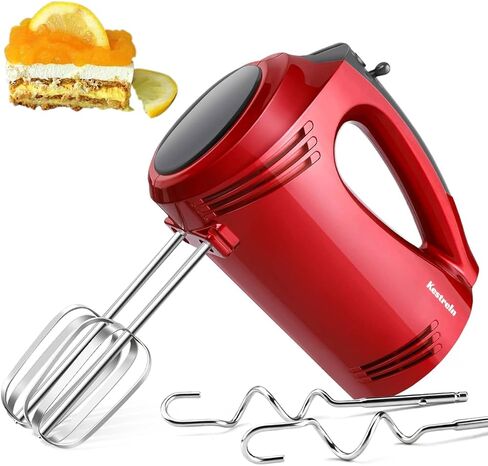 Hand Mixer Electric Handheld with Flat Bottom, Portable Mixer for Kitchen Baking Cake, Powerful Mixing for Thicker Doughs with dough hooks in Kuwait