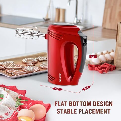 Hand Mixer Electric Handheld with Flat Bottom, Portable Mixer for Kitchen Baking Cake, Powerful Mixing for Thicker Doughs with dough hooks in Kuwait
