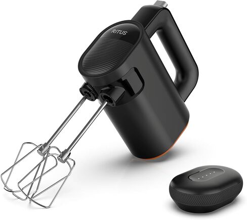 Cordless Hand Mixer, 200W Hand Mixer 8 Speed Dial Control Portable Electric Handheld Mixer with Beaters, Whisks, Charging Base Digital Display,LED, for Butter, Cream,Baking, Cake, Egg(Black) in Saudi Arabia