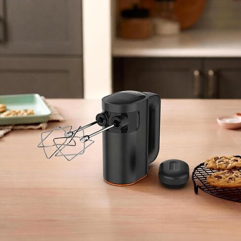 Cordless Hand Mixer, 200W Hand Mixer 8 Speed Dial Control Portable Electric Handheld Mixer with Beaters, Whisks, Charging Base Digital Display,LED, for Butter, Cream,Baking, Cake, Egg(Black) in Saudi Arabia