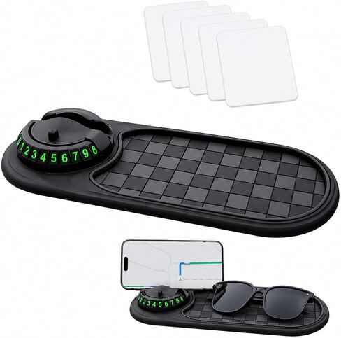 Anti Slip Mat for Car Dashboard,Dash Mat,Multi-Functional Support Anti-Slip Pad,3 in 1 Dashboard Grip Pads for Phones,Support Anti Slip Pad for Phones Sunglasses Keys Gadgets(Gray + Black) in Saudi Arabia