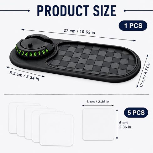 Anti Slip Mat for Car Dashboard,Dash Mat,Multi-Functional Support Anti-Slip Pad,3 in 1 Dashboard Grip Pads for Phones,Support Anti Slip Pad for Phones Sunglasses Keys Gadgets(Gray + Black) in Saudi Arabia