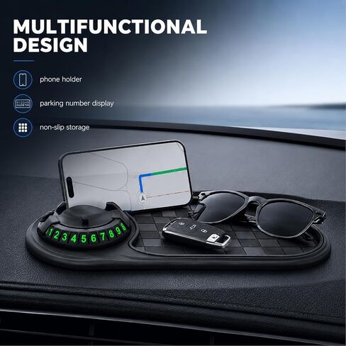 Anti Slip Mat for Car Dashboard,Dash Mat,Multi-Functional Support Anti-Slip Pad,3 in 1 Dashboard Grip Pads for Phones,Support Anti Slip Pad for Phones Sunglasses Keys Gadgets(Gray + Black) in Saudi Arabia