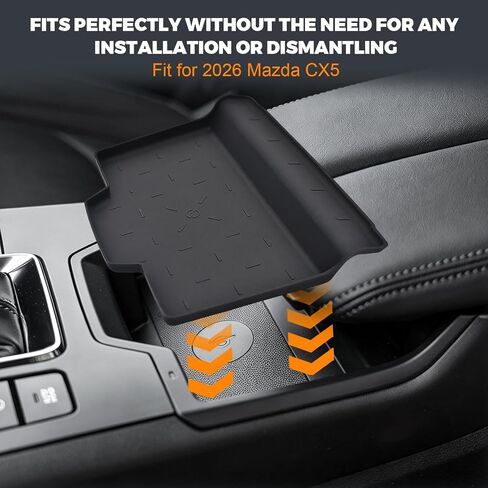 Wireless Protective Charging Mat for Mazda CX5 Accessories 2026 | Silicone Anti-Slip Waterproof Wireless Charging Mat Center Console Interior Accessories Fit for 2026 Mazda CX5 Accessories in Saudi Arabia