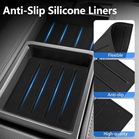 Console Tray Liner for Toyota Tundra 2022-2026 & Sequoia 2023-2026, 2 Pcs Anti-Slip Silicone Mat, Fits SR SR5 Limited Only in Saudi Arabia