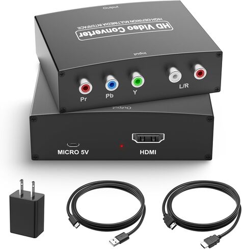 Component to HDMI Converter, RGB Audio Adapter, YPbPr Video to HDMI 1080P | Legacy Device Compatibility, Plug & Play, Power Adapter Included, Aluminum Alloy Shell in Saudi Arabia