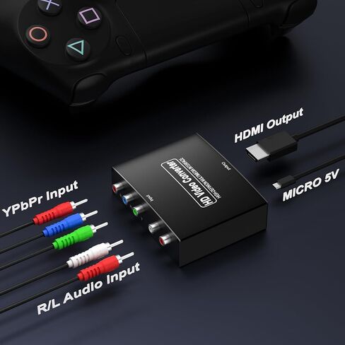 Component to HDMI Converter, RGB Audio Adapter, YPbPr Video to HDMI 1080P | Legacy Device Compatibility, Plug & Play, Power Adapter Included, Aluminum Alloy Shell in Saudi Arabia