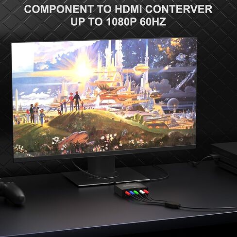 Component to HDMI Converter, RGB Audio Adapter, YPbPr Video to HDMI 1080P | Legacy Device Compatibility, Plug & Play, Power Adapter Included, Aluminum Alloy Shell in Saudi Arabia