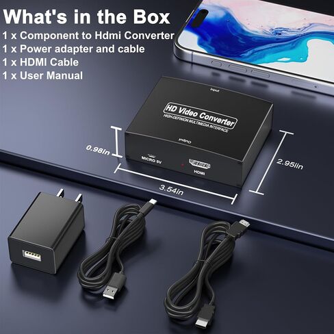 Component to HDMI Converter, RGB Audio Adapter, YPbPr Video to HDMI 1080P | Legacy Device Compatibility, Plug & Play, Power Adapter Included, Aluminum Alloy Shell in Saudi Arabia