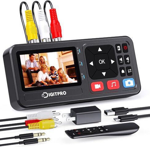 VHS to Digital Converter, 3" HD Video to Digital Capture Recorder with Remote, Record Video & Audio from VHS, VCR, DVR, DVD, Hi8, Mini DV, Gaming Consoles, Turntables, Cassette Tapes [Player Required] in Saudi Arabia