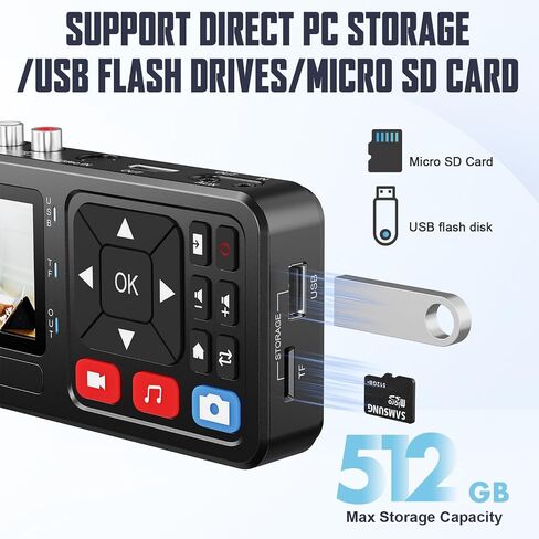 VHS to Digital Converter, 3" HD Video to Digital Capture Recorder with Remote, Record Video & Audio from VHS, VCR, DVR, DVD, Hi8, Mini DV, Gaming Consoles, Turntables, Cassette Tapes [Player Required] in Saudi Arabia