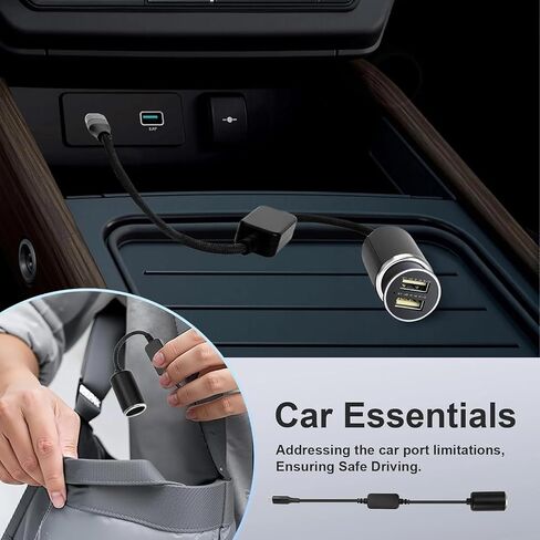 USB C Male to 12V 10W Cigarette Lighter Socket Adapter Power Cable for Dash Cam, GPS, Car Led Light Strips 10W max 1.2M in Kuwait