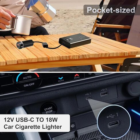 USB C Male to 12V 10W Cigarette Lighter Socket Adapter Power Cable for Dash Cam, GPS, Car Led Light Strips 10W max 1.2M in Kuwait