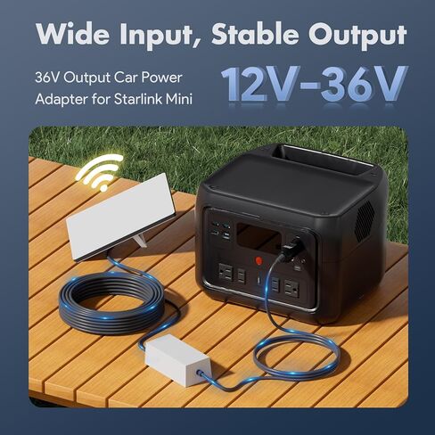 12V Car Adapter for Starlink Mini & Mini X | Step-Up Converter 12V–36V DC, Cigarette Lighter Power Supply for RV, Truck, Boat, and Off-Grid Camping – Stable Power in Kuwait