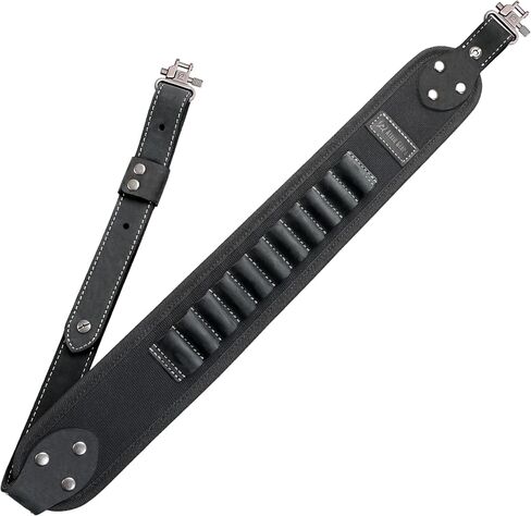 Aisin Gioro Rifles Slings, 2.5" Wide Double Layer Crazy Horse Leather Bullet Storage Bags Gun Sling Adjustable Replacement with Gun Sling Swivels in Saudi Arabia