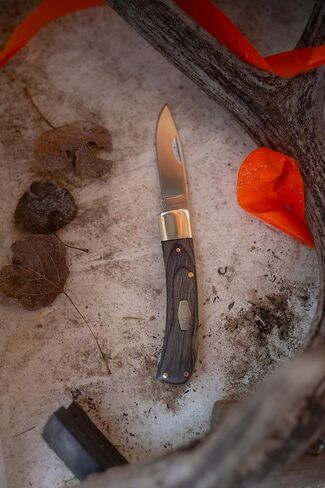 Old Timer Heritage Series 5OT Bruin 6.5in سكين تقليدي قابل للطي مع شفرة نقطة قطرة من الفولاذ المقاوم للصدأ، ومقبض بتصميم خشبي مصقول للصيد والتخييم والحمل اليومي وفي الهواء الطلق in Kuwait