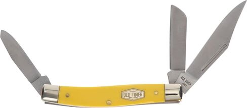 Old Timer 8OTY Yellow Senior 6.9in S.S. سكين جيب تقليدي مع نقطة مشبك 3in، قدم الغنم، شفرة تجسس ومقبض منشار للصيد والتخييم وEDC، متعدد الألوان in Kuwait