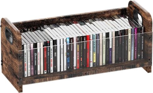 منظم تخزين أقراص CD/DVD فردي رفيع بمقابض، يحمل ما يصل إلى 38 قرصًا مضغوطًا، وحقيبة عرض أكريليك وإطار خشبي صلب لتوفير المساحة، والرف، وغرفة المعيشة، والمكتب in Kuwait