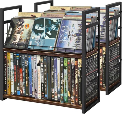 2-Tier CD/DVD Storage Rack for Desktop/Close | Holds 48 DVD Cases, for Blu-ray/Game Cases/Papers/Cards, Space-saving Desktop/Closet Stand in Saudi Arabia