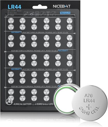 NICEBATT LR44 Batteries 60 Pack, AG13 L1154F 357 303 SR44 A76 Premium Alkaline 1.5V Button Coin Cell Battery in Saudi Arabia