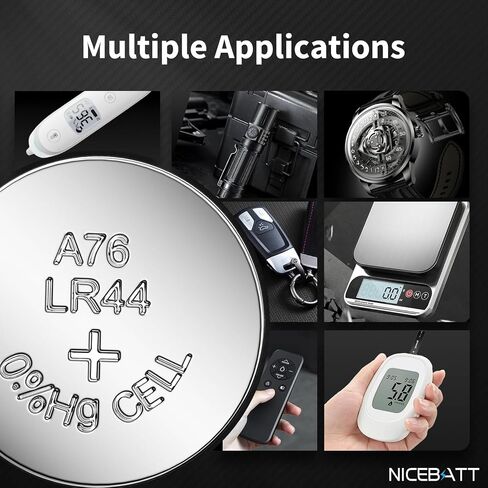 NICEBATT LR44 Batteries 60 Pack, AG13 L1154F 357 303 SR44 A76 Premium Alkaline 1.5V Button Coin Cell Battery in Saudi Arabia