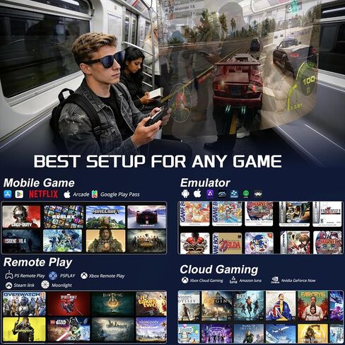abxylute S9V Full-Size Bluetooth＆Type-C Gaming Phone Controller for Viture Full Range of Eyeglasses, 174" Ultra Sharp Game Display for iPhone 15/16/17, iPad Mini 6/7,Android Tablet,Free Key Mapping＆App in Saudi Arabia