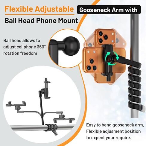 Flexible Phone Holder for Treadmill |Stroller |Wheel |Chair Pole |Stick |Rod |Tube |Shelf | Railing |Cart,35.4" / 90 cm Gooseneck Arm Mount,Compatible with 3.5~7.5" iPhone/LG/Galaxy Smartphone in Saudi Arabia