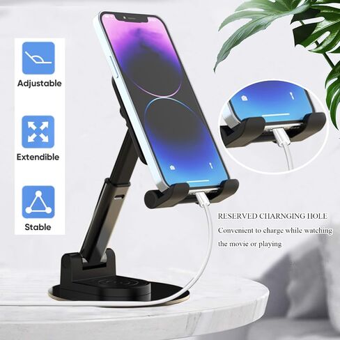 Meetuo Rotatable Cell Phone Stand for Desk, Phone Holder | Height Angle Adjustable, Portable Phone Stand, Compatible for Smartphones iPhone, Desktop in Saudi Arabia