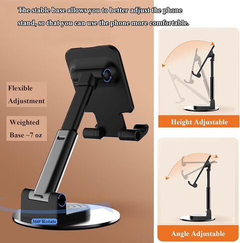 Meetuo Rotatable Cell Phone Stand for Desk, Phone Holder | Height Angle Adjustable, Portable Phone Stand, Compatible for Smartphones iPhone, Desktop in Saudi Arabia