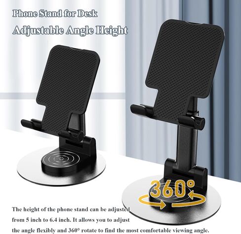 Meetuo Rotatable Cell Phone Stand for Desk, Phone Holder | Height Angle Adjustable, Portable Phone Stand, Compatible for Smartphones iPhone, Desktop in Saudi Arabia