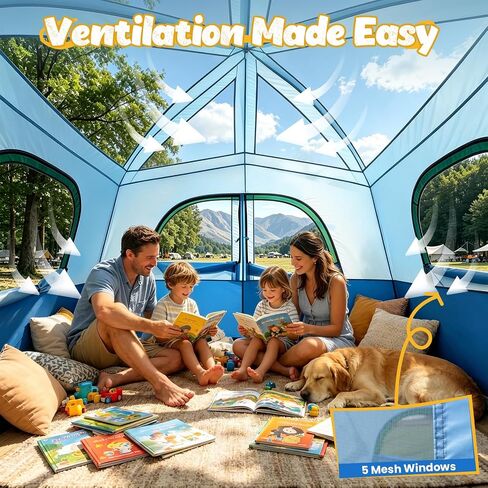 WildFinder Camping Tent 6 Person, Family Tent with Rainfly | Double Layer,Waterproof & Windproof, Portable Easy Setup Tents for Camping, Suitable for Camping & Hiking in Saudi Arabia