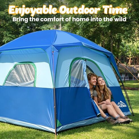 WildFinder Camping Tent 6 Person, Family Tent with Rainfly | Double Layer,Waterproof & Windproof, Portable Easy Setup Tents for Camping, Suitable for Camping & Hiking in Saudi Arabia