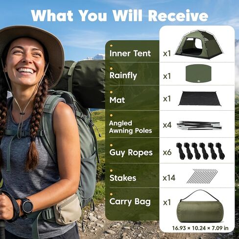 Purebox Tent 6 Person Tents for Camping with 2 Doors & Rainfly | Portable Waterproof & Windproof Tents, Large Mesh Ventilation, Easy Setup Family Tent for Camping, Hiking and Backpacking in Saudi Arabia